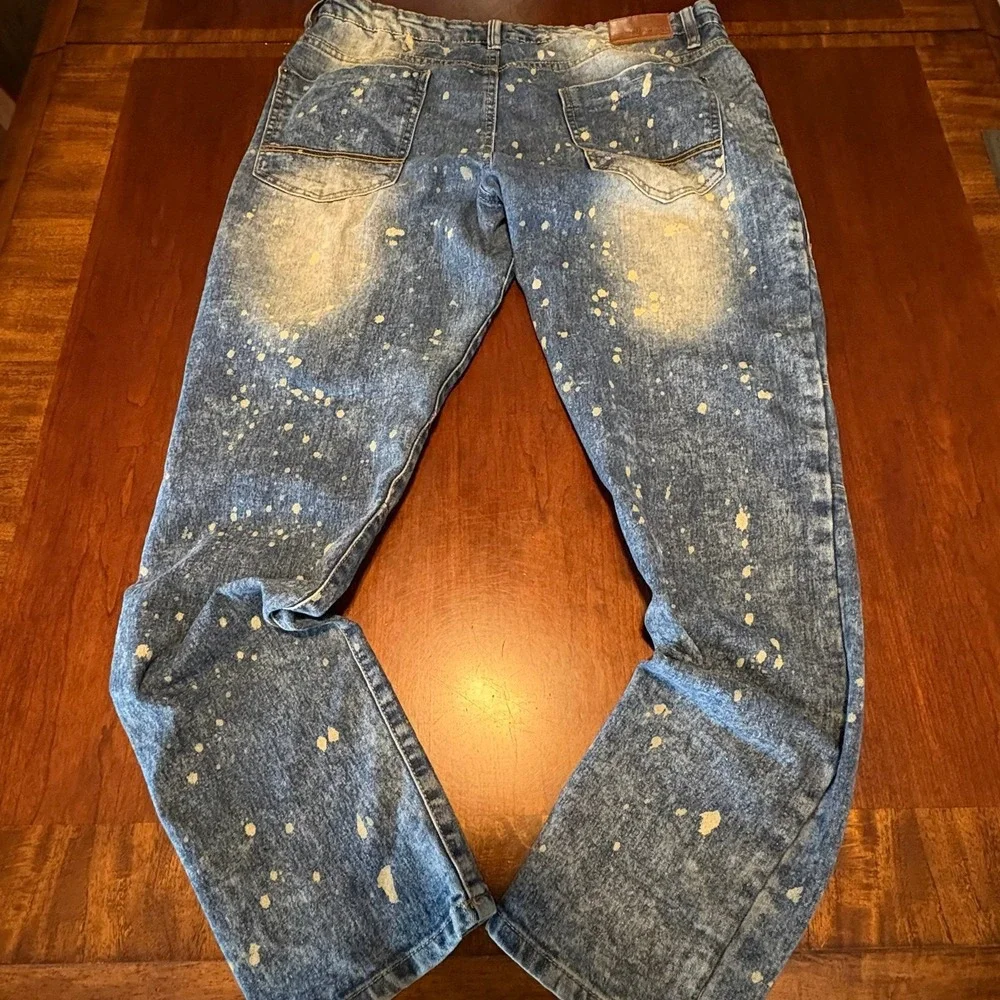 Southpole Patchwork Paint Splatter Denim Jeans Y2K Streetwear 36X32